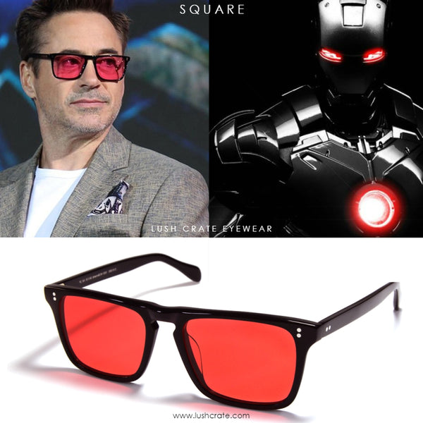 Tony Stark Iron Man Robert Downey Jr Square Polarized Sunglasses