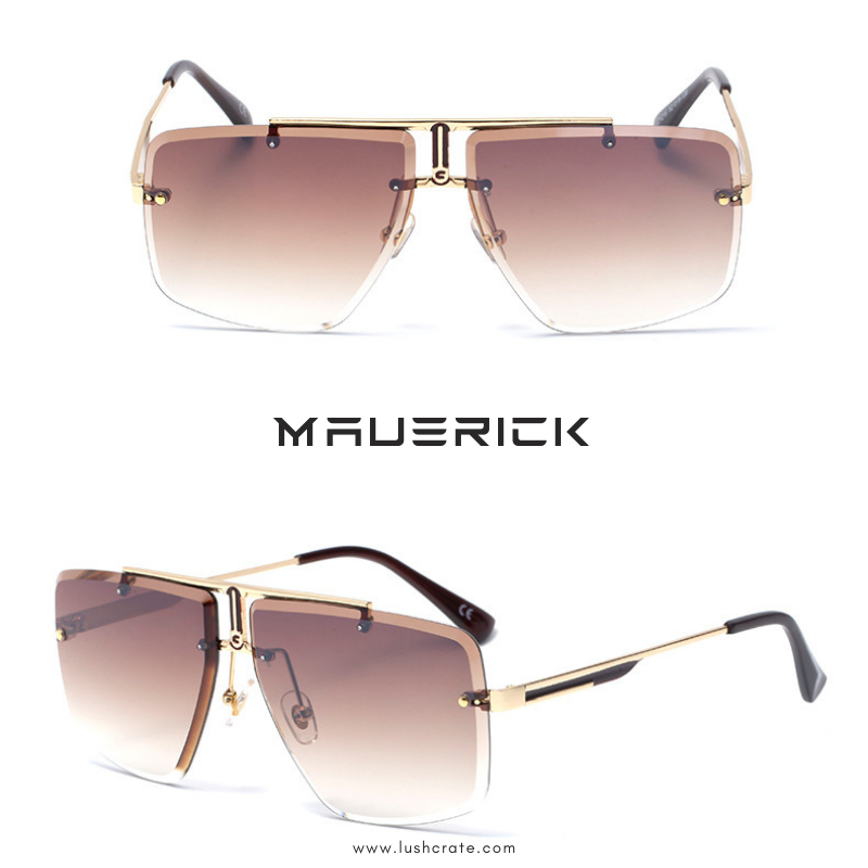 Maverick Navigator Sunglasses - Lush Crate Eyewear, Maverick - Gradient Brown-Gold