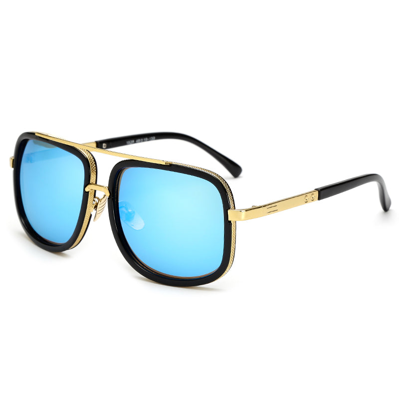 Wide Frame Retro Square Men Sunglasses - Lush Crate, Oversized - Light Blue