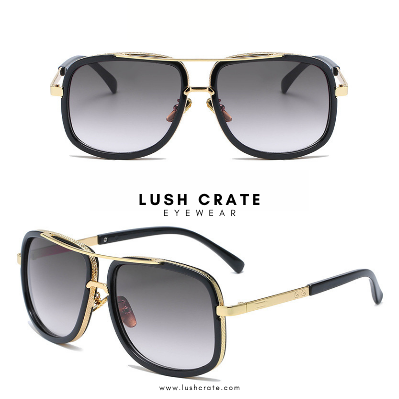 Wide Frame Retro Square Sunglasses - Lush Crate Eyewear Oversized - Silver