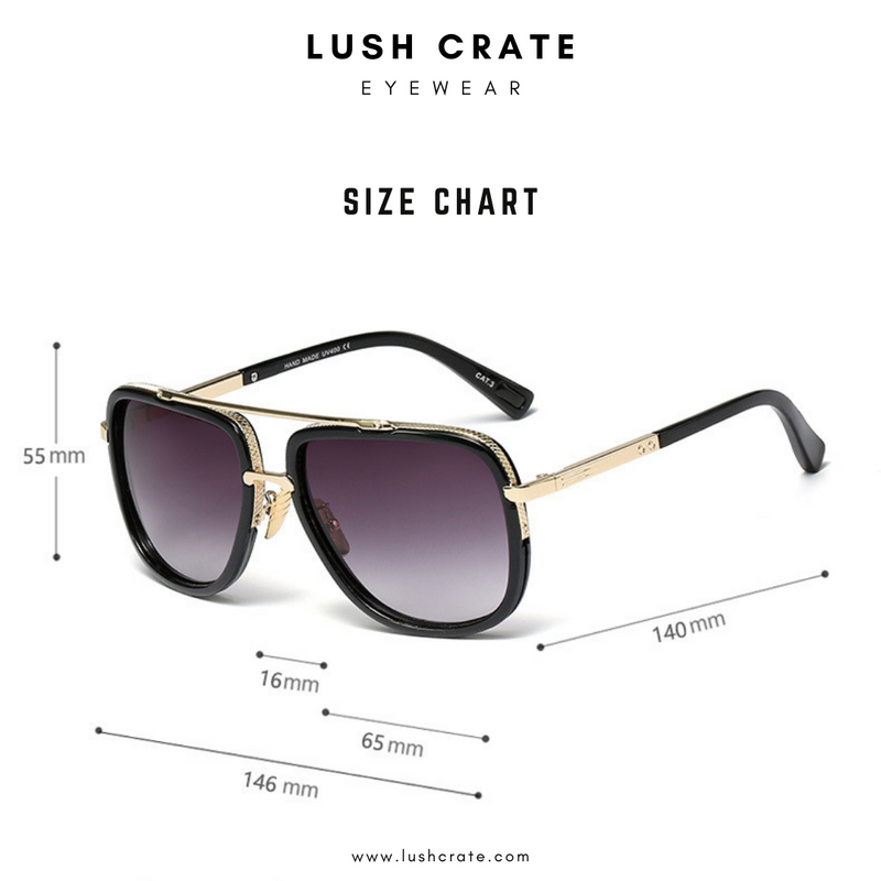 Wide Frame Retro Square Men Sunglasses - Lush Crate, Oversized - Gradual Grey